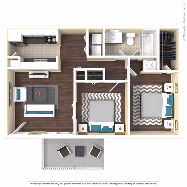 2 Beds • 2 Bath 5615 floor plan
